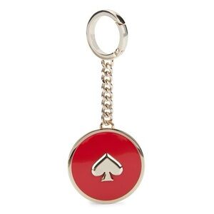 kate spade Red Enamel Spade Circle Keychain with Gold Hardware NWT